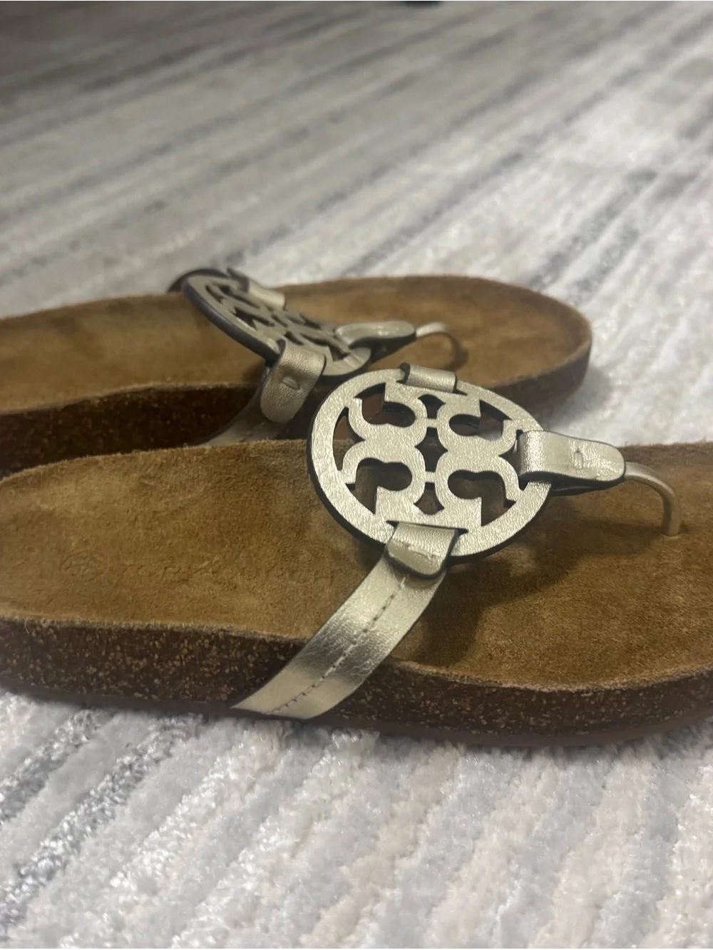 Tory Burch Gold Logo Flip Flops Sandals